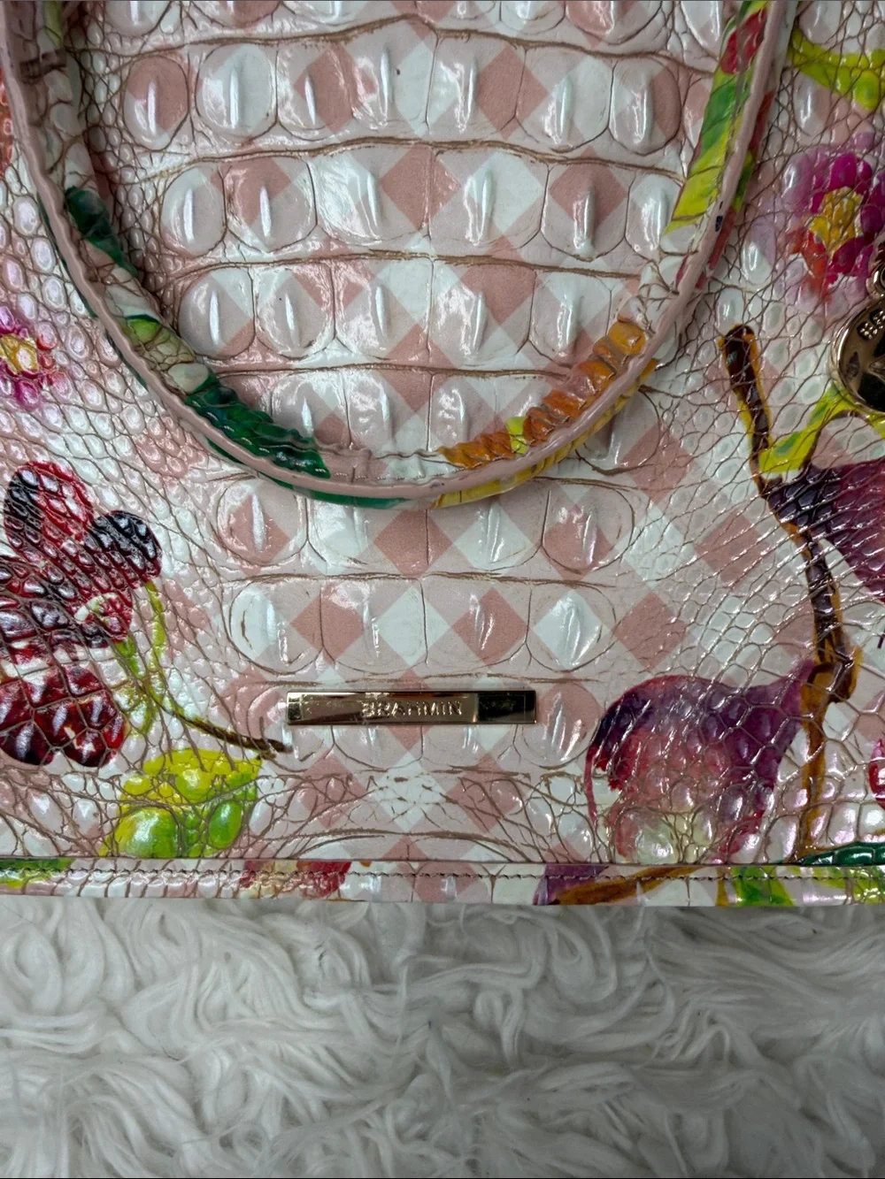 New Brahmin Georgina fruit Ombre salad Pink Floral Dome Satchel - Picture 17 of 17